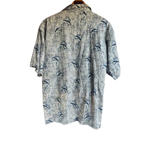 AFCO Bluewater Fishing Fish Swordfish Hawaiian Camp Aloha Shirt Size LARGE - Picture 5 of 6